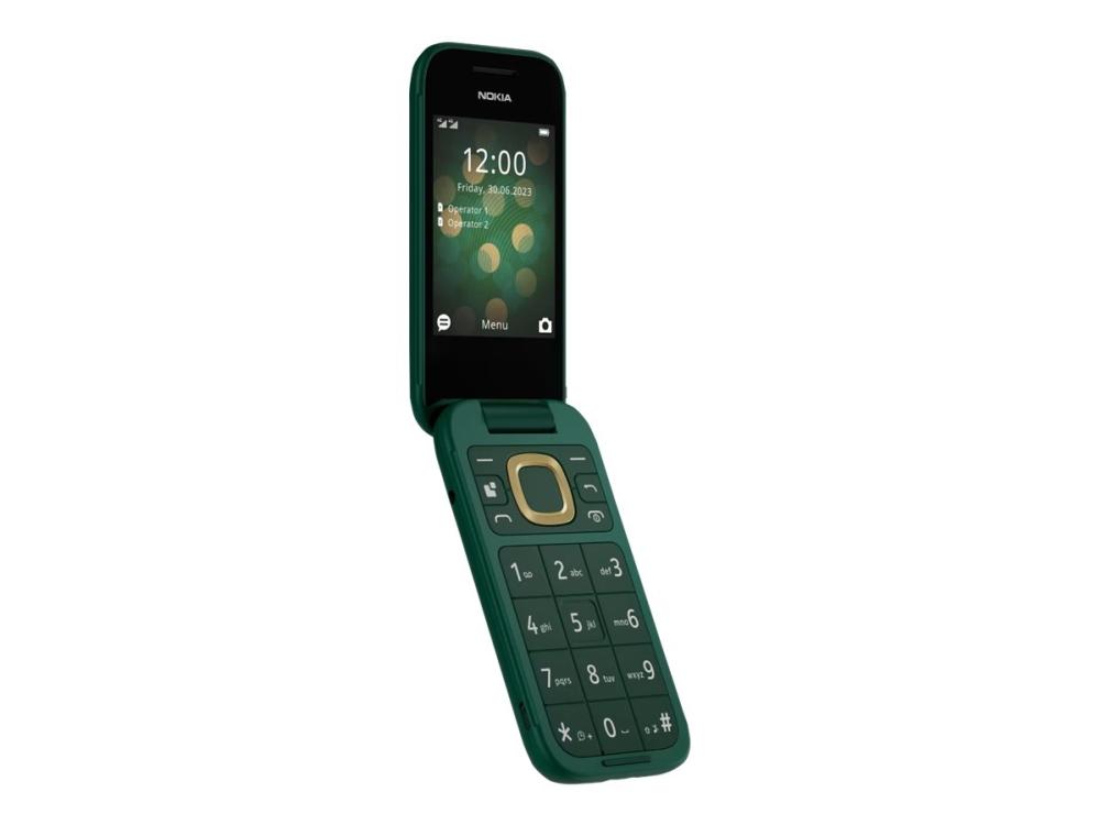 2660 Flip   4g Funktionstelefon   Dual Sim   Ram 48 Mb   Intern Hukommelse 128 Mb   Microsd Slot   Rear Camera 0,3 Mp   Frodig Grøn fra Nokia