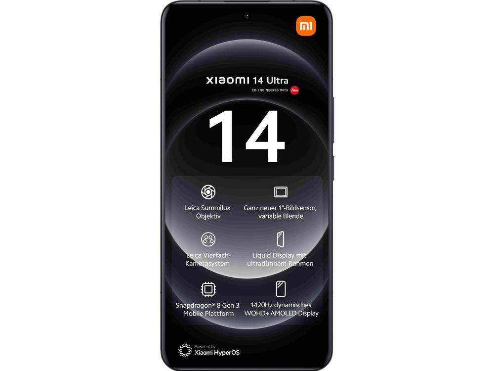 14 Ultra, 17,1 Cm (6.73"), 3200 X 1440 Pixel, 16 Gb, 512 Gb, 50 Mp, Sort fra Xiaomi