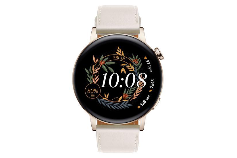 Watch Gt 3 Elegant Edition   Guld Rustfrit Stål   Smart Ur Med Rem   Hvid   4 Gb fra Huawei