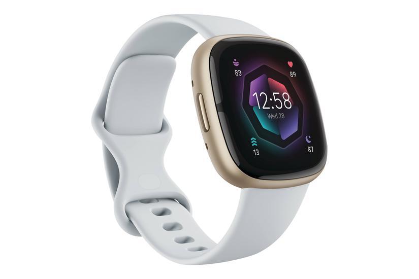 Sense 2   Blødt Guld Aluminium   Smart Ur Med Bånd   Blå Dis fra Fitbit