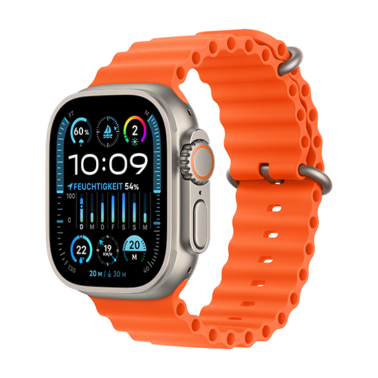 Apple Watch Ultra 2 LTE 49mm Titanium med Ocean Band - Orange