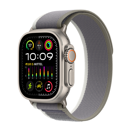 Apple Watch Ultra 2 LTE 49mm Titan med Trail Loop - Grøn/Grey