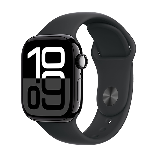 Apple Watch Series 10 42mm Aluminium med Sport Band Jet Black